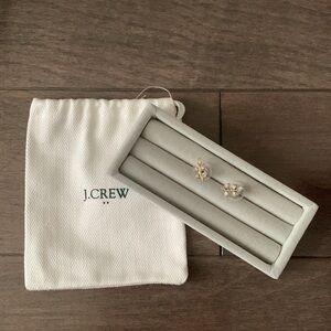 J Crew gold leaves earrings with crystals | dainty earrings | minimal earrings